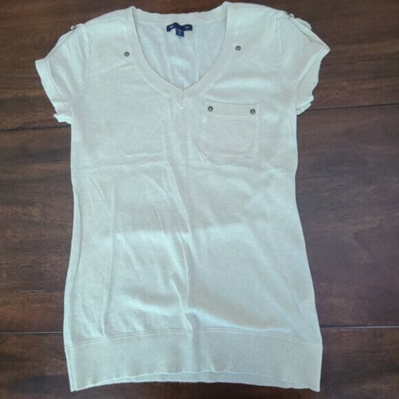 GAP Women's Sweater Knit Short Sleeve V-neck Size XS - Picture 1 of 6
